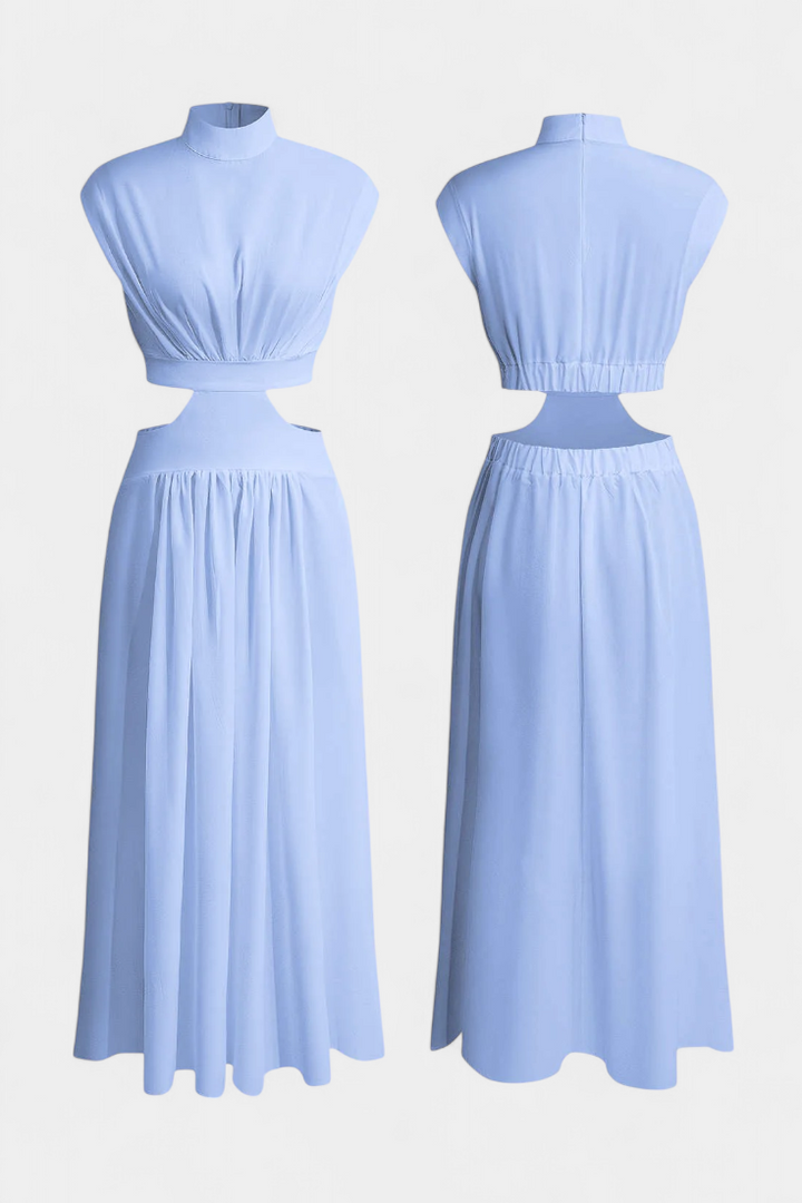 Jocelyn Ensemble Long Minimaliste avec Col Haut et Fente Latérale