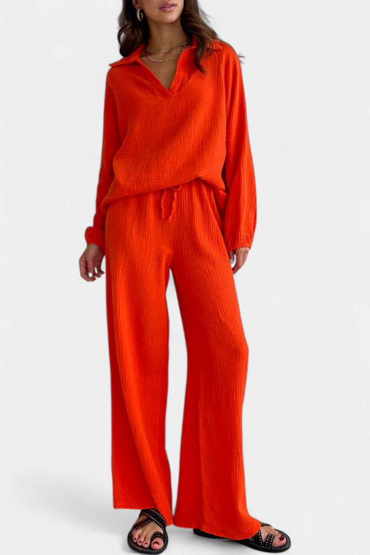 Aya Ensemble de Deux Pièces en Coton avec Décolleté en V