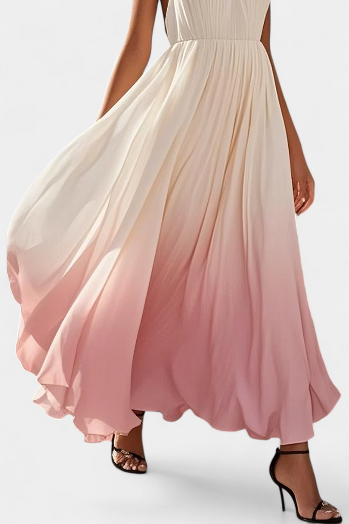 Robe Maxi Halter Plissée Starla avec Détails en Perles