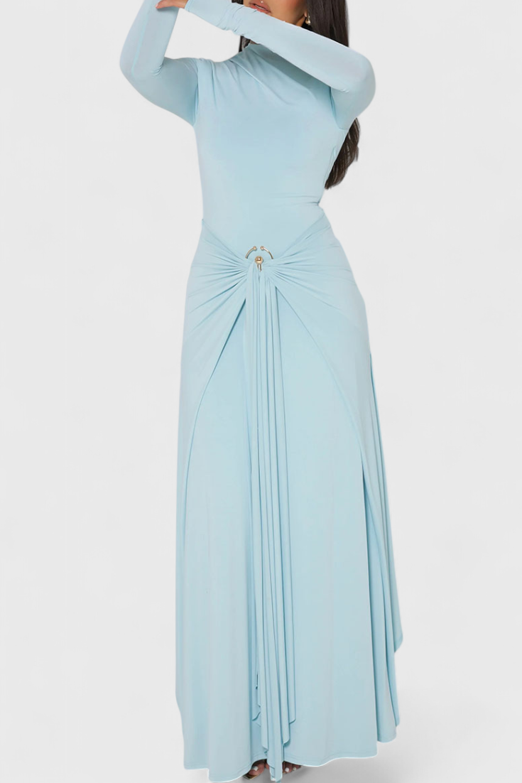 Robe Ajustée Plissée Fátima avec Détails Métalliques