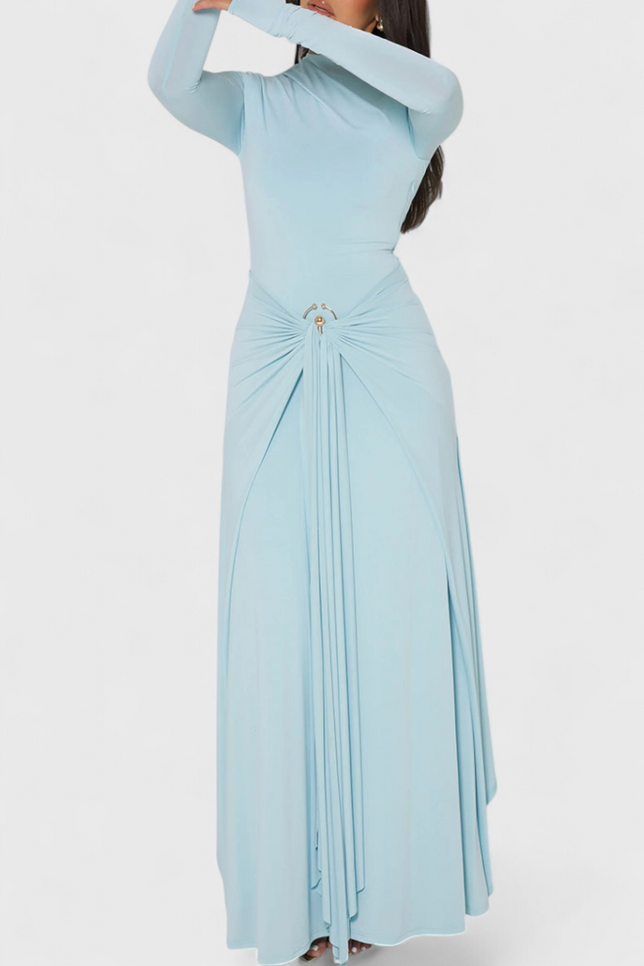 Robe Ajustée Plissée Fátima avec Détails Métalliques