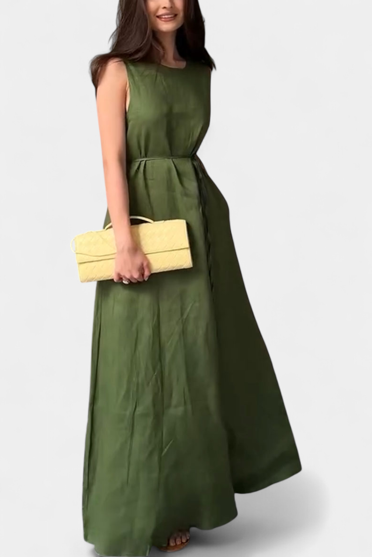 Robe Rosetta Douce Sans Manches avec Nœud Réglable