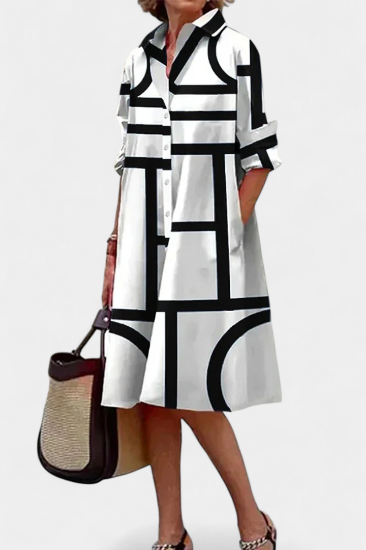Robe Larissa en Coton avec Imprimé Géométrique