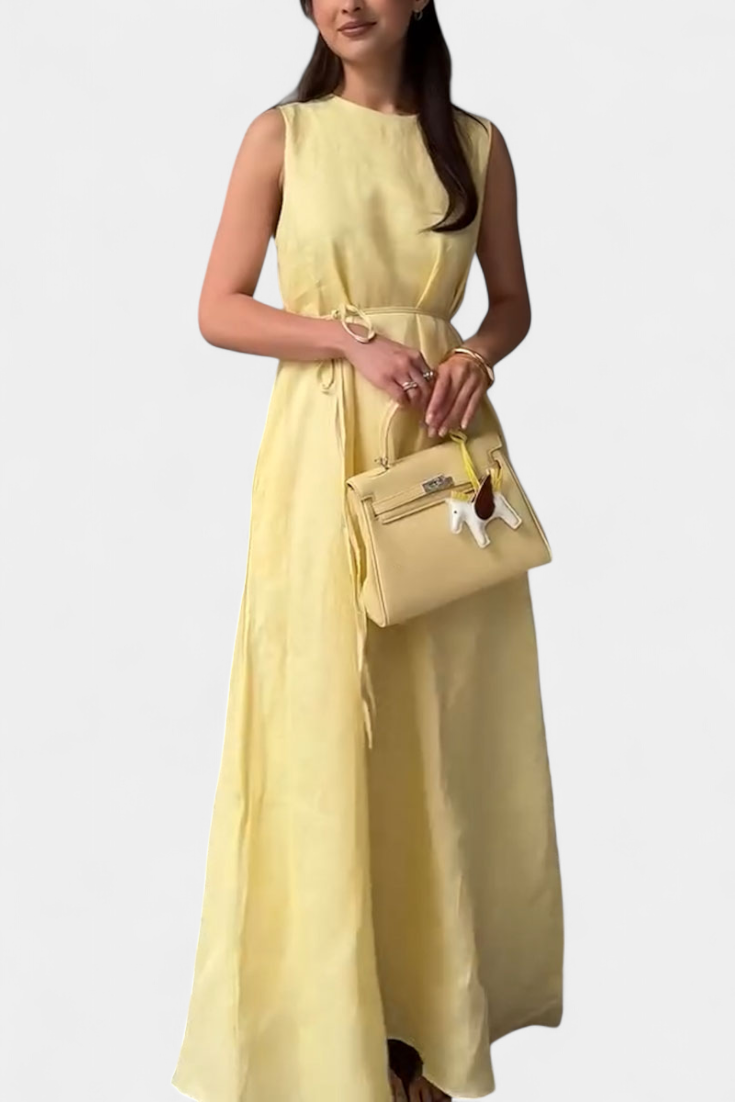 Robe Rosetta Douce Sans Manches avec Nœud Réglable