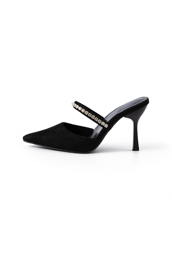 Sandales à talons hauts avec bout pointu ornées de strass