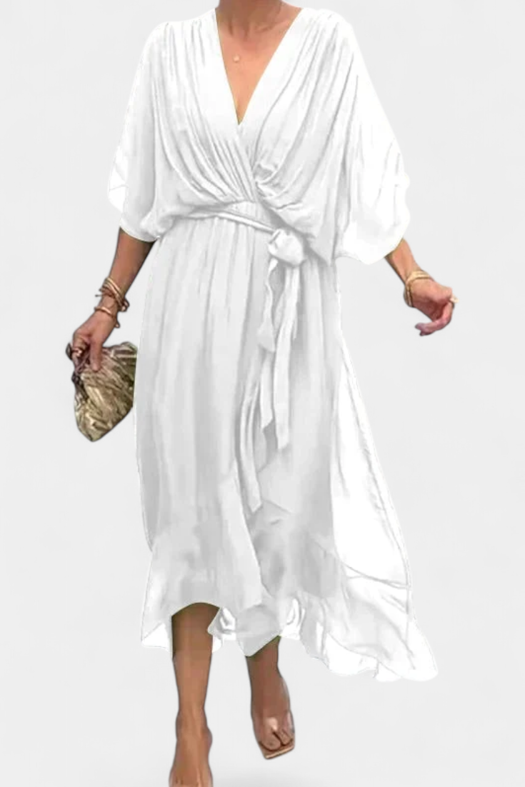 Luisa Robe Longue avec Décolleté en V et Coupe Flowy