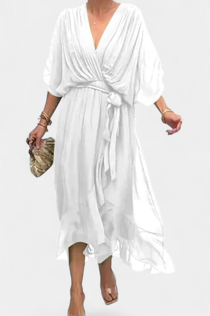 Luisa Robe Longue avec Décolleté en V et Coupe Flowy