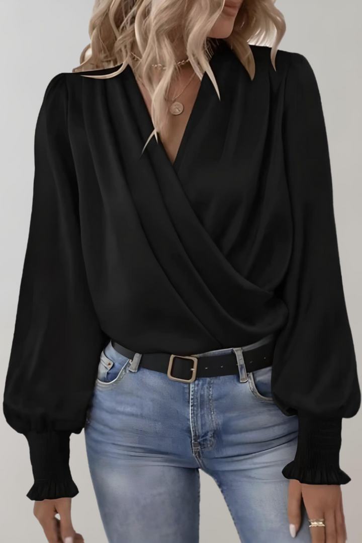 Blouse Élégante à Manches Longues Quinn avec Décolleté en V