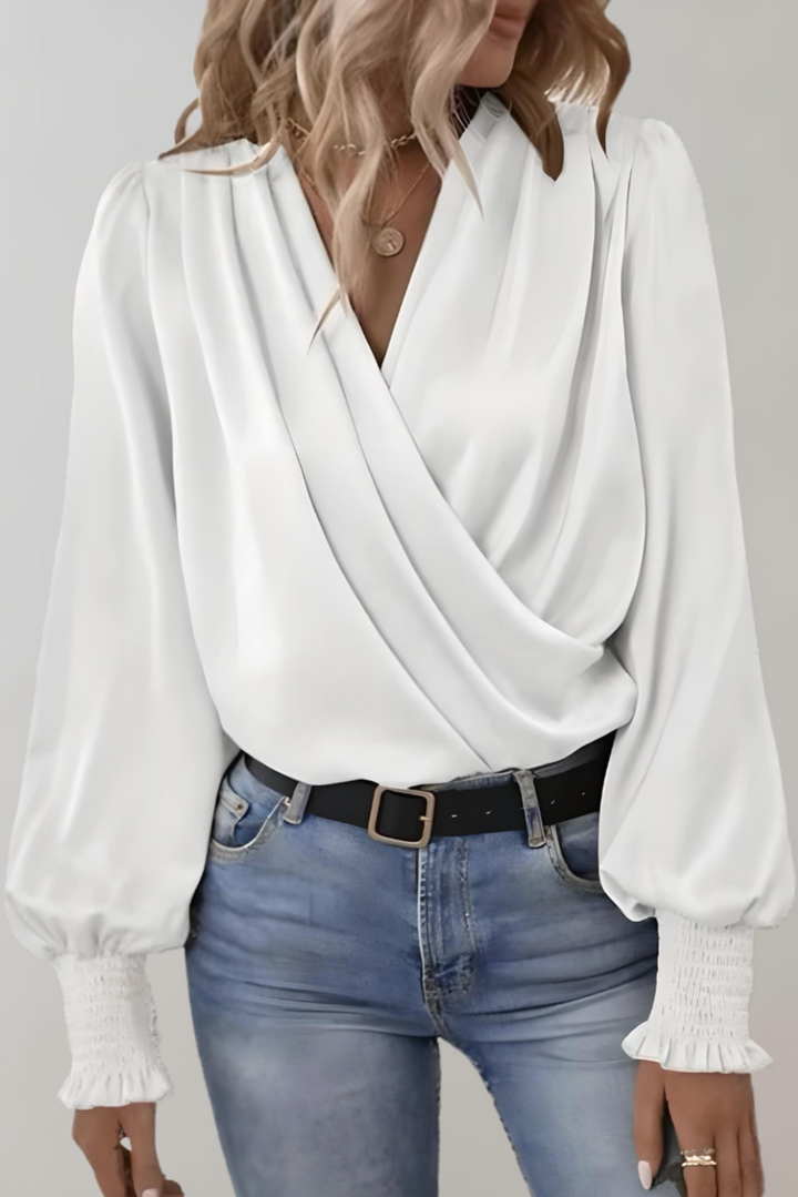 Blouse Élégante à Manches Longues Quinn avec Décolleté en V