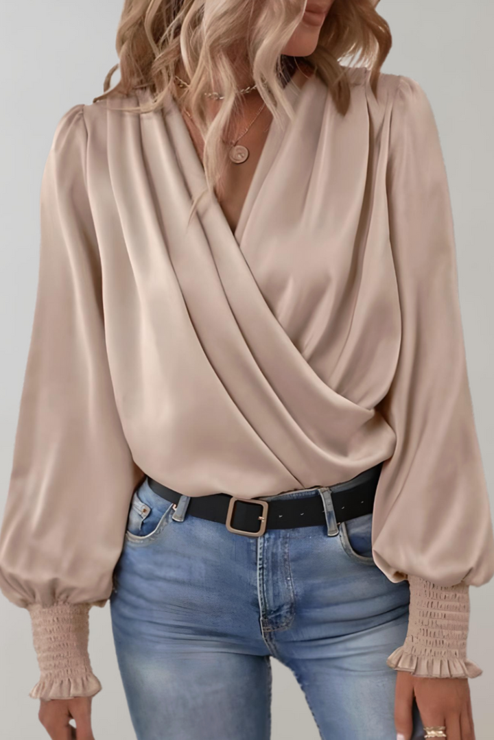 Blouse Élégante à Manches Longues Quinn avec Décolleté en V