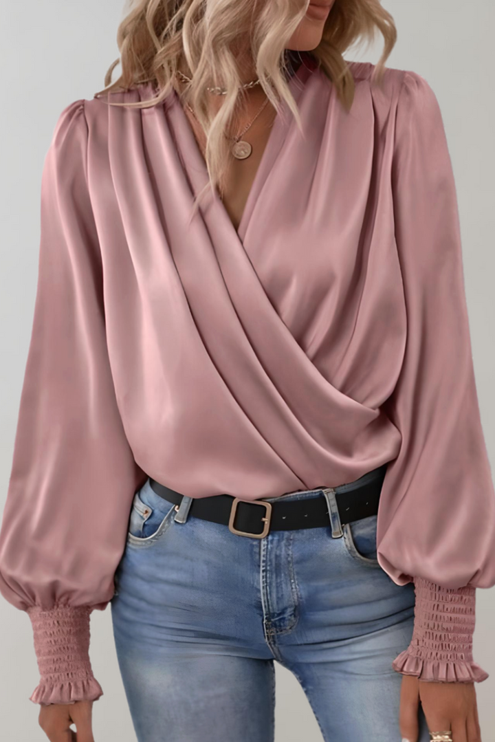 Blouse Élégante à Manches Longues Quinn avec Décolleté en V