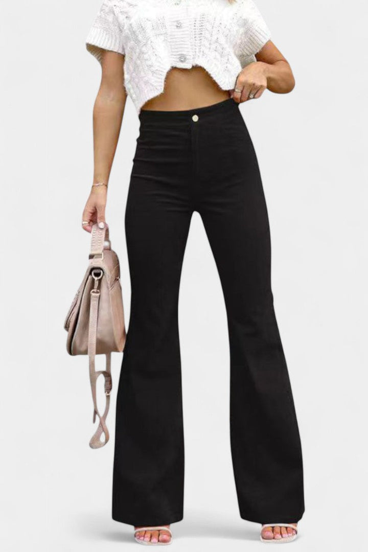 Pantalons Kiara en Velours à Taille Haute et Jambes Amples