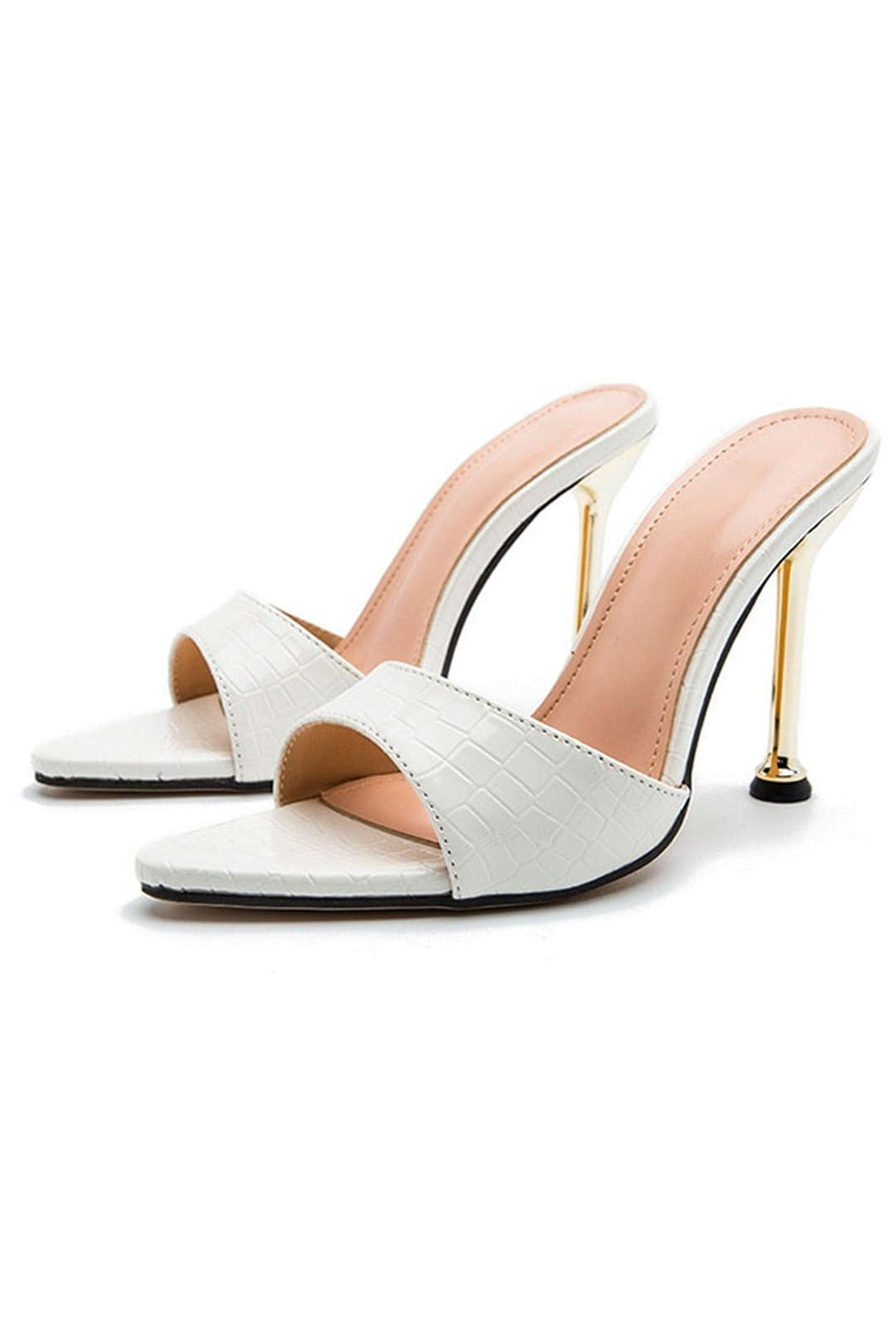 Sandales à talons hauts avec bout ouvert et sans bride à la cheville