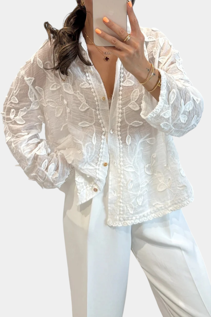 Chemise Prairie en Dentelle Brodée