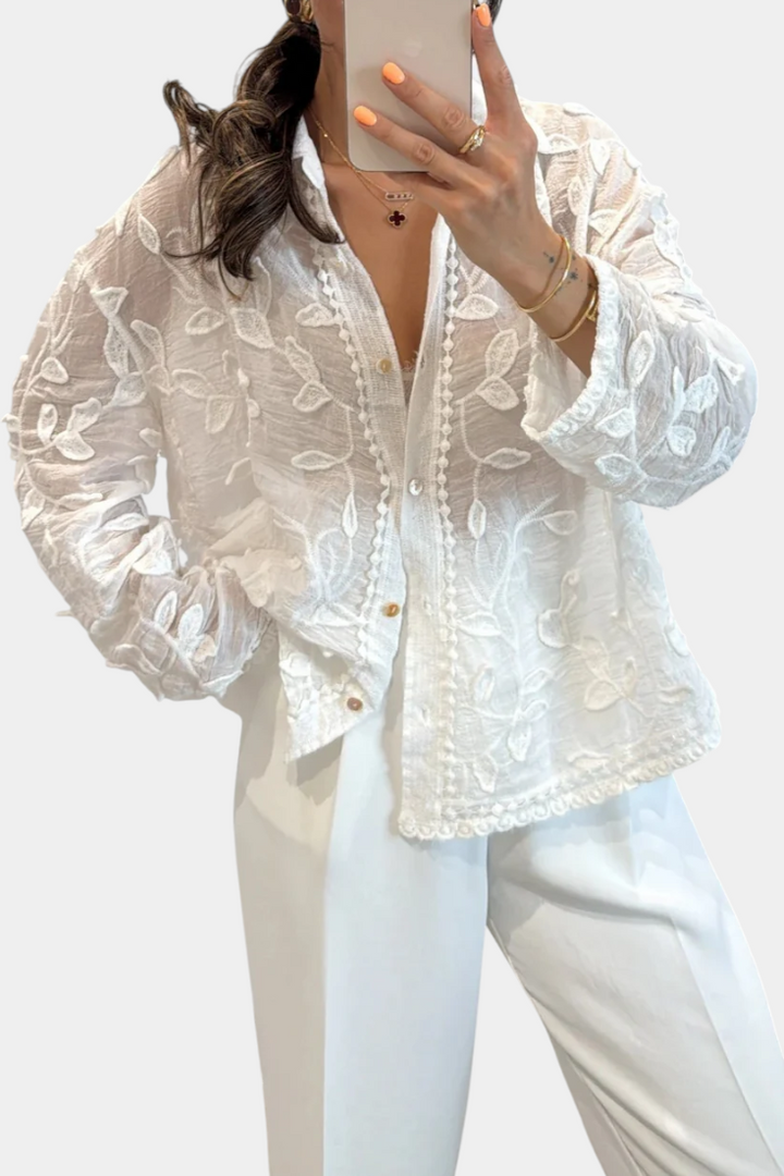 Chemise Prairie en Dentelle Brodée