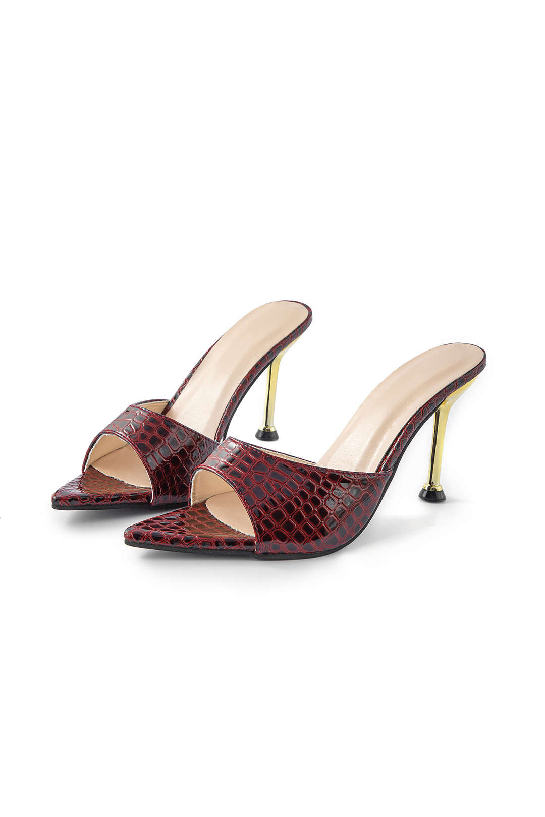 Sandales à talons hauts avec bout ouvert et sans bride à la cheville