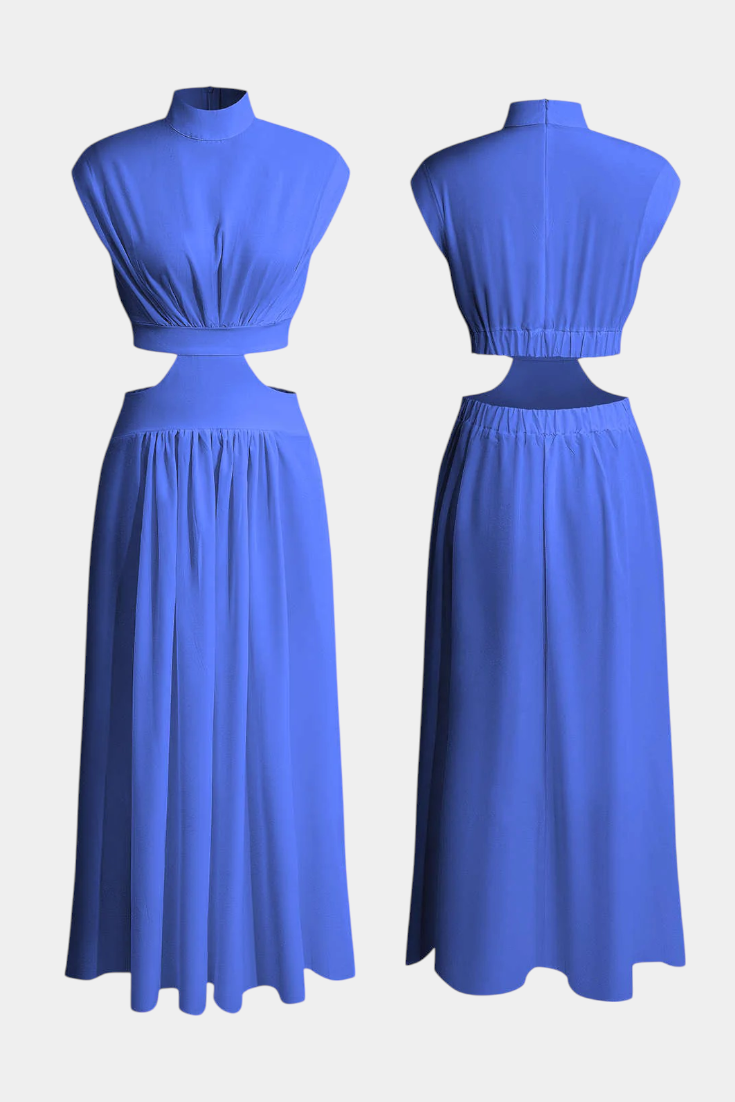 Jocelyn Ensemble Long Minimaliste avec Col Haut et Fente Latérale