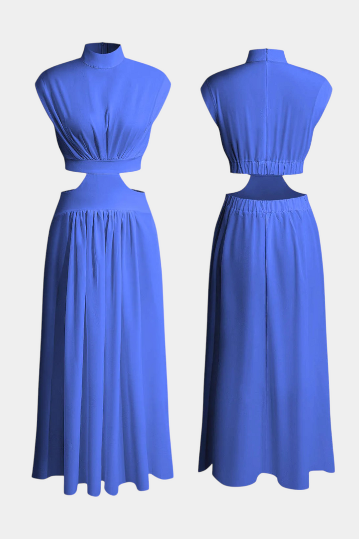 Jocelyn Ensemble Long Minimaliste avec Col Haut et Fente Latérale