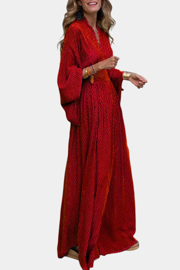 Robe Maxi Géométrique Anelia avec Décolleté en V