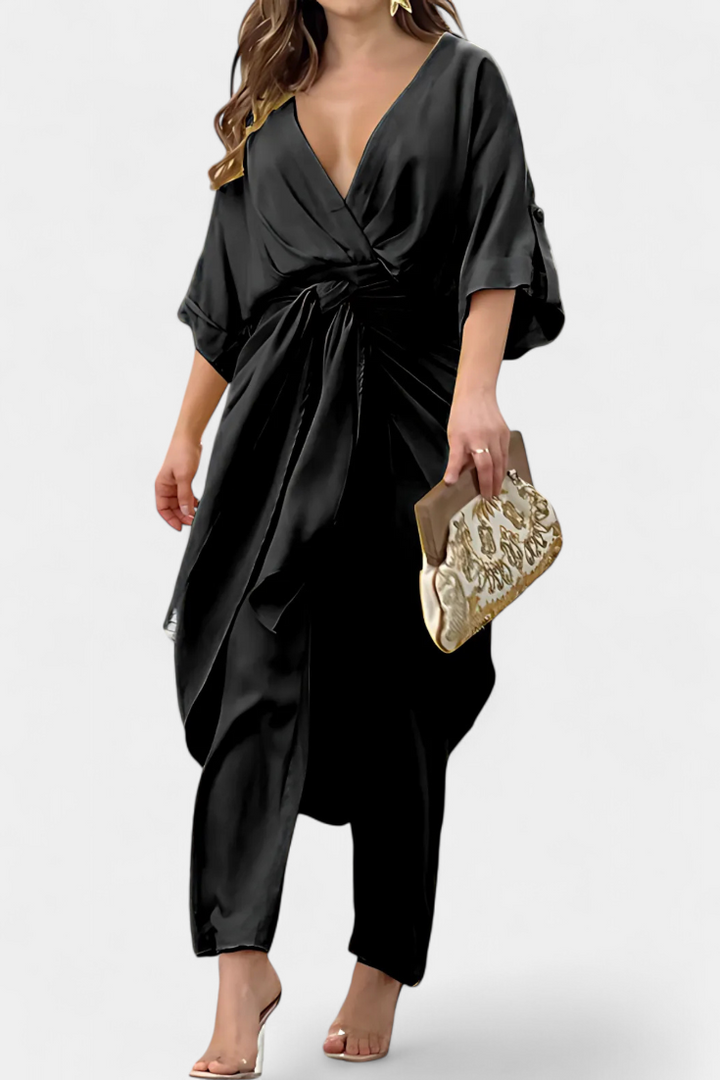 Ensemble Mayleen Croisé avec Nœud Frontal et Pantalon Droit