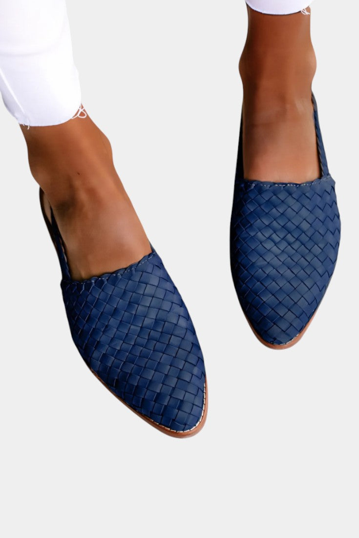 Mules Isadora Tressées avec Bout Pointu et Sangle Slingback
