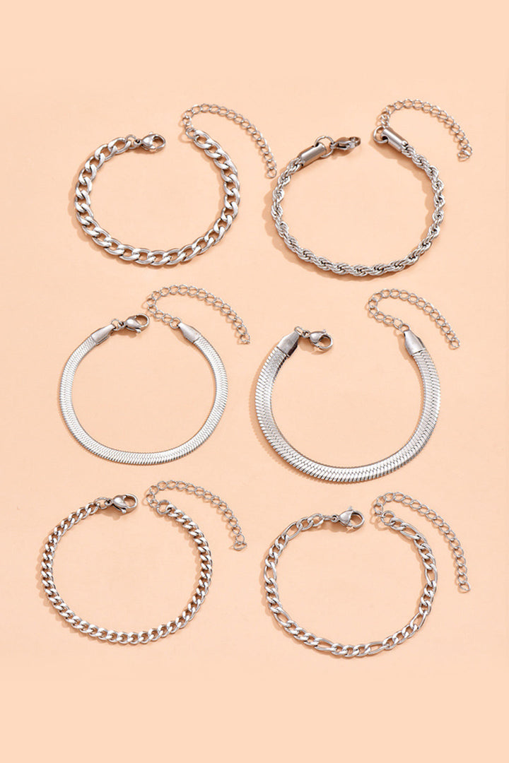 Ensemble de Bracelets en Chaîne Cubaine de 6 Pièces