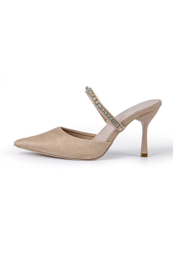 Sandales à talons hauts avec bout pointu ornées de strass