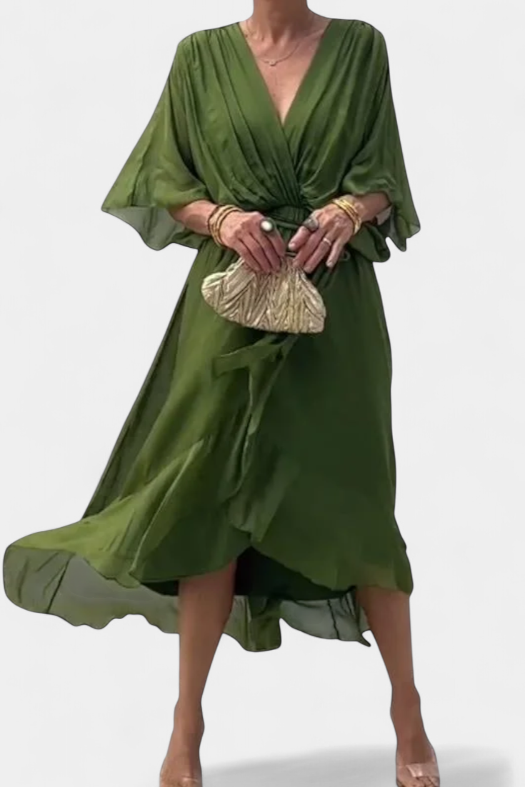 Luisa Robe Longue avec Décolleté en V et Coupe Flowy