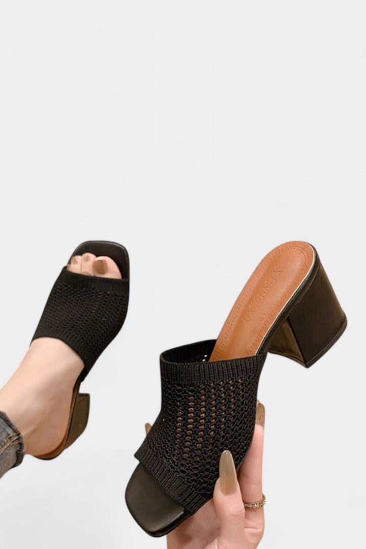 Sandales à Talons Christy avec Maille Respirante et Design Carré