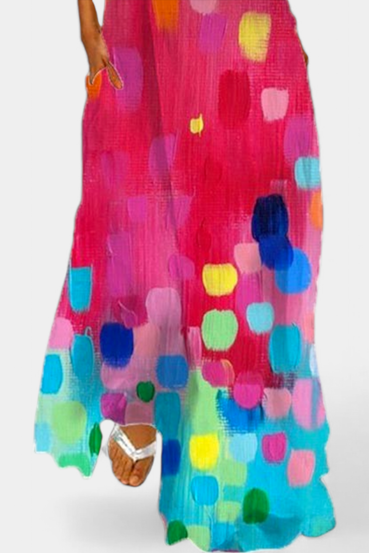 Robe Enna Colorée Sans Manches avec Décolleté en V