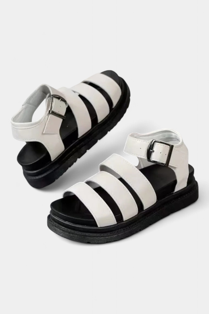Sandales à Plateforme Renes avec Multiples Brides et Fermeture à Boucle