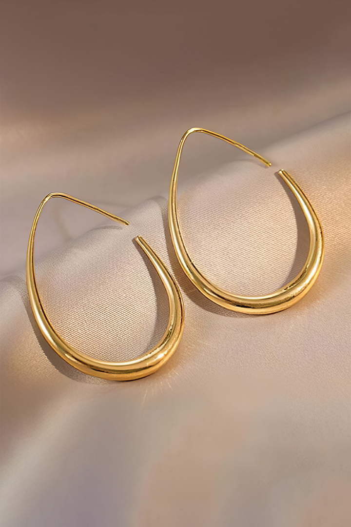 Boucles d'Oreilles Ovales en Métal