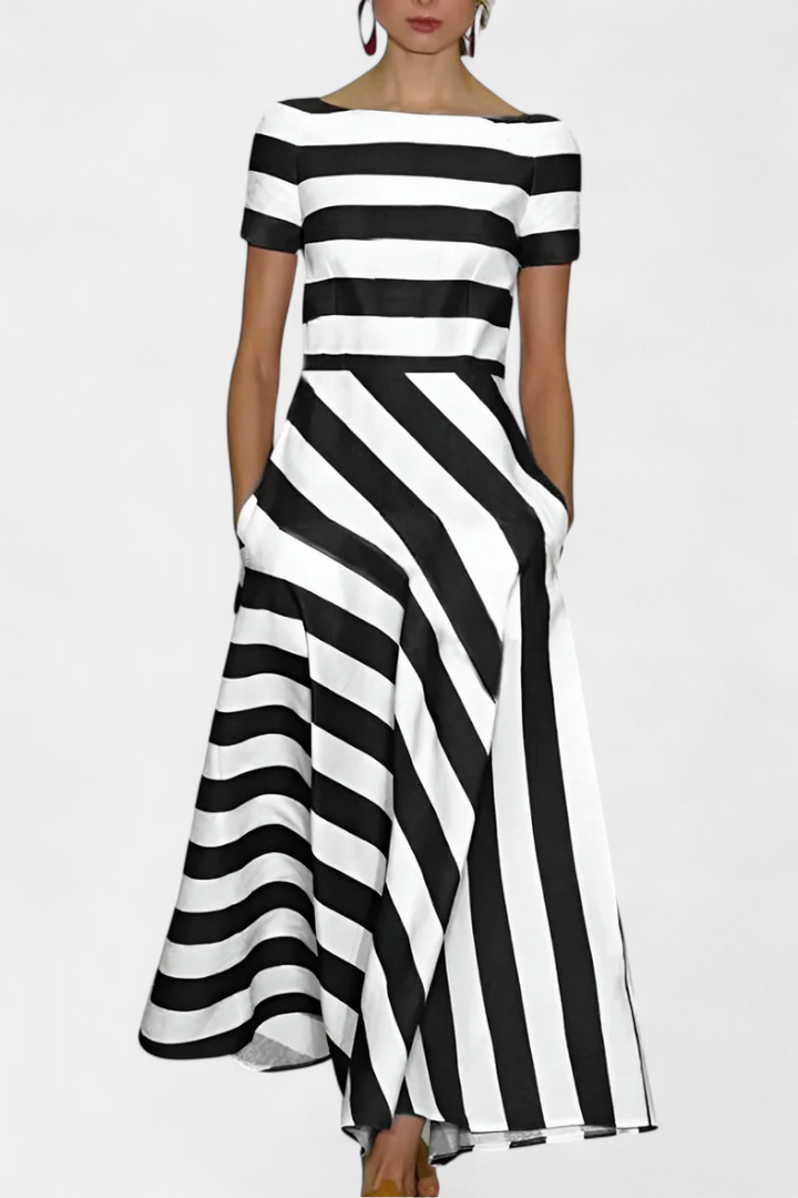 Robe Maxi Rayée Lustra avec Coupe Fluide et Tombé Décontracté