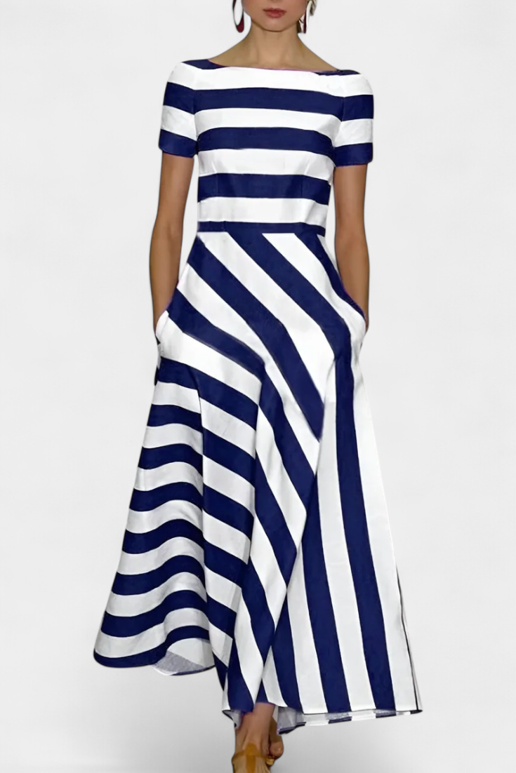Robe Maxi Rayée Lustra avec Coupe Fluide et Tombé Décontracté