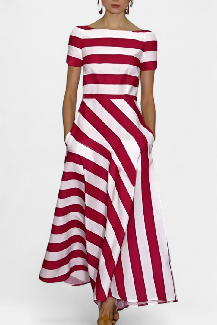 Robe Maxi Rayée Lustra avec Coupe Fluide et Tombé Décontracté
