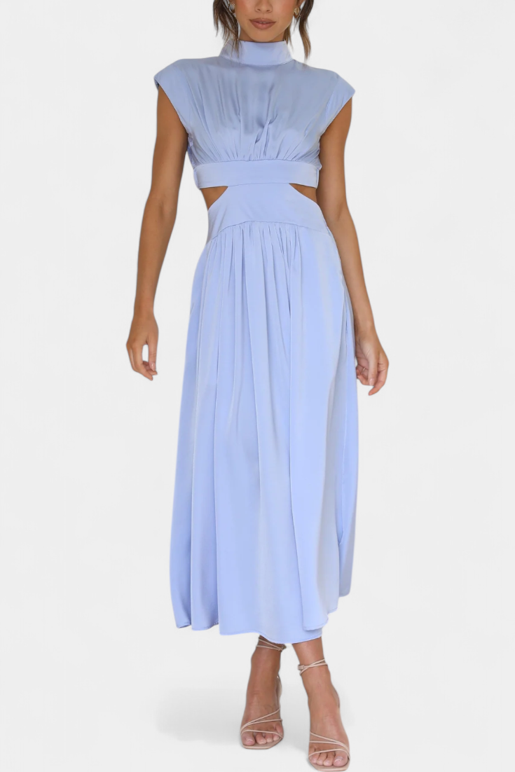 Jocelyn Ensemble Long Minimaliste avec Col Haut et Fente Latérale