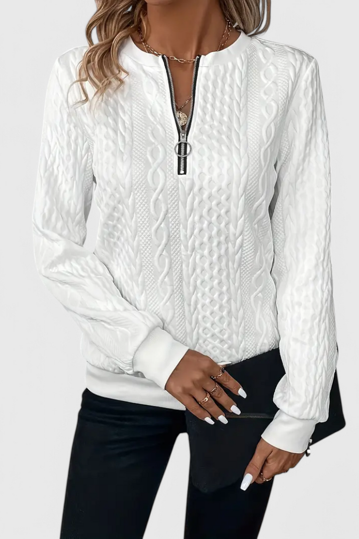 Pull Zoey en Maille avec Fermeture Éclair Douce