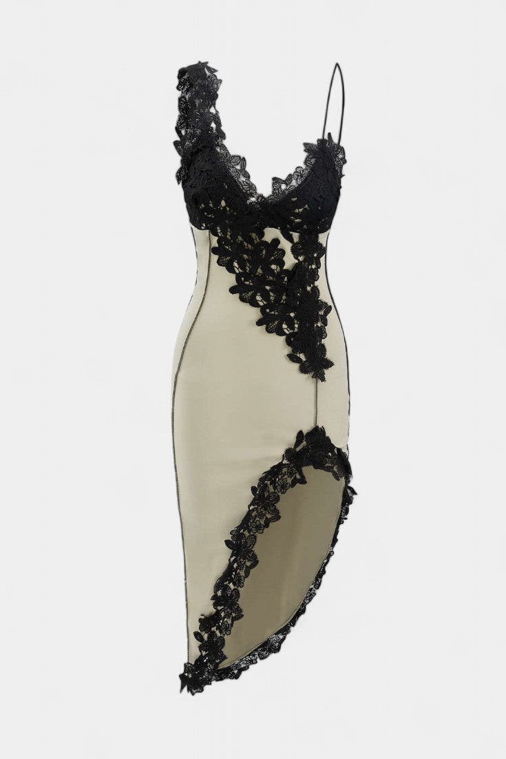 Robe Midi Diana en Dentelle Asymétrique