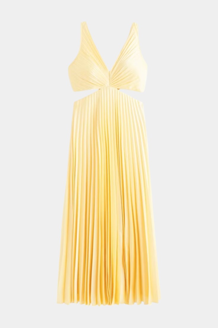 Robe Selena Sans Manches Plissée avec Fente Latérale et Détail Tordu