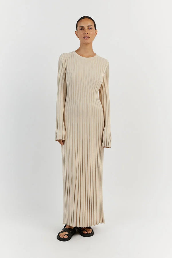 Darla Robe en Maille Côtelée avec Ceinture