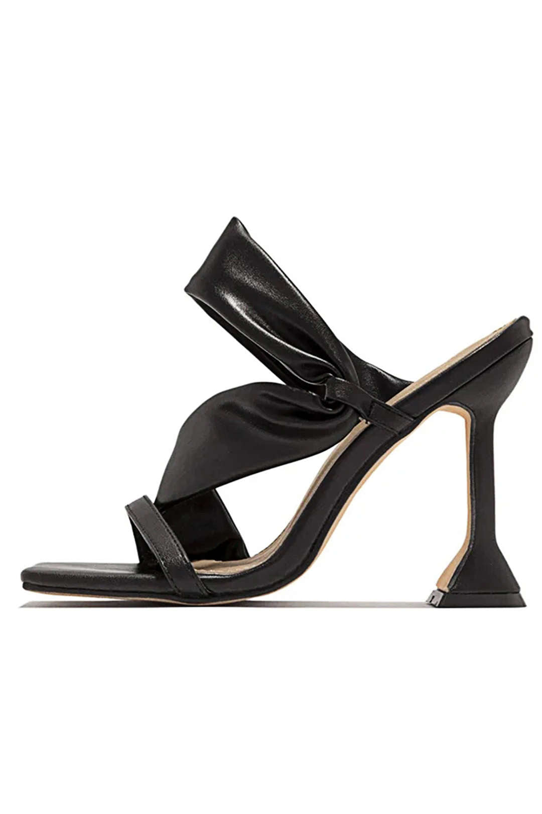 Sarah Sandales à talons hauts avec bout carré froissé métallique