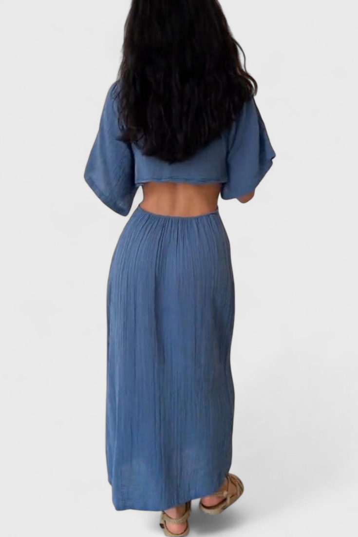 Robe Myra Fluide avec Nœud Frontal et Découpes