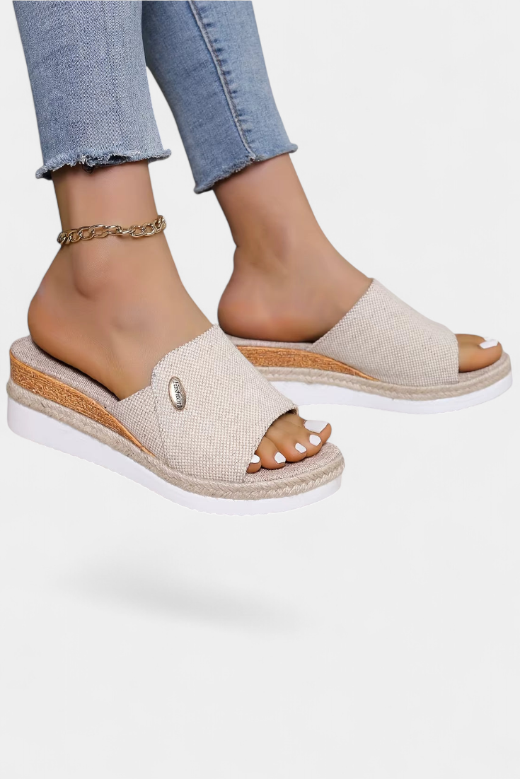 Sandales à plateforme Betina en tissu naturel