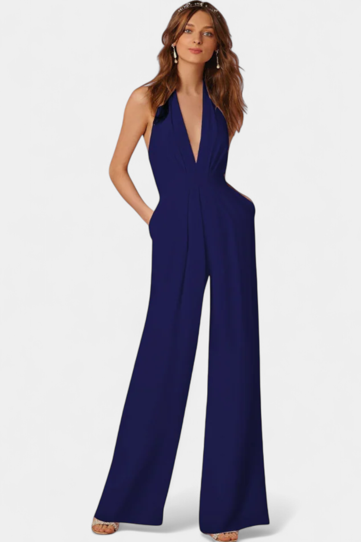 Lila Combinaison à Pantalon Large avec Élégance Légère