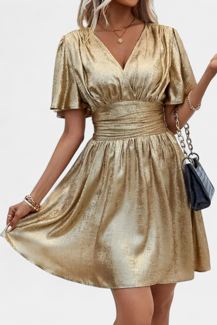Robe Adalee pour Femme avec Décolleté en V et Taille Croisée