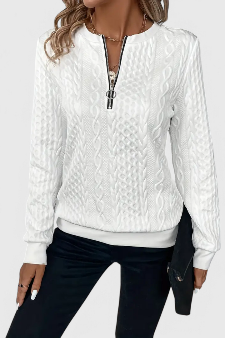 Pull Zoey en Maille avec Fermeture Éclair Douce