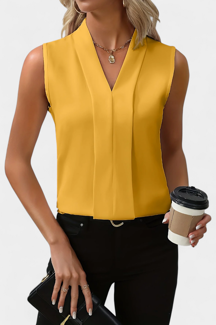 Nele Blouse Sans Manches avec Décolleté en V et Coupe Fluide