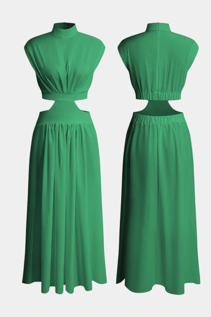 Jocelyn Ensemble Long Minimaliste avec Col Haut et Fente Latérale