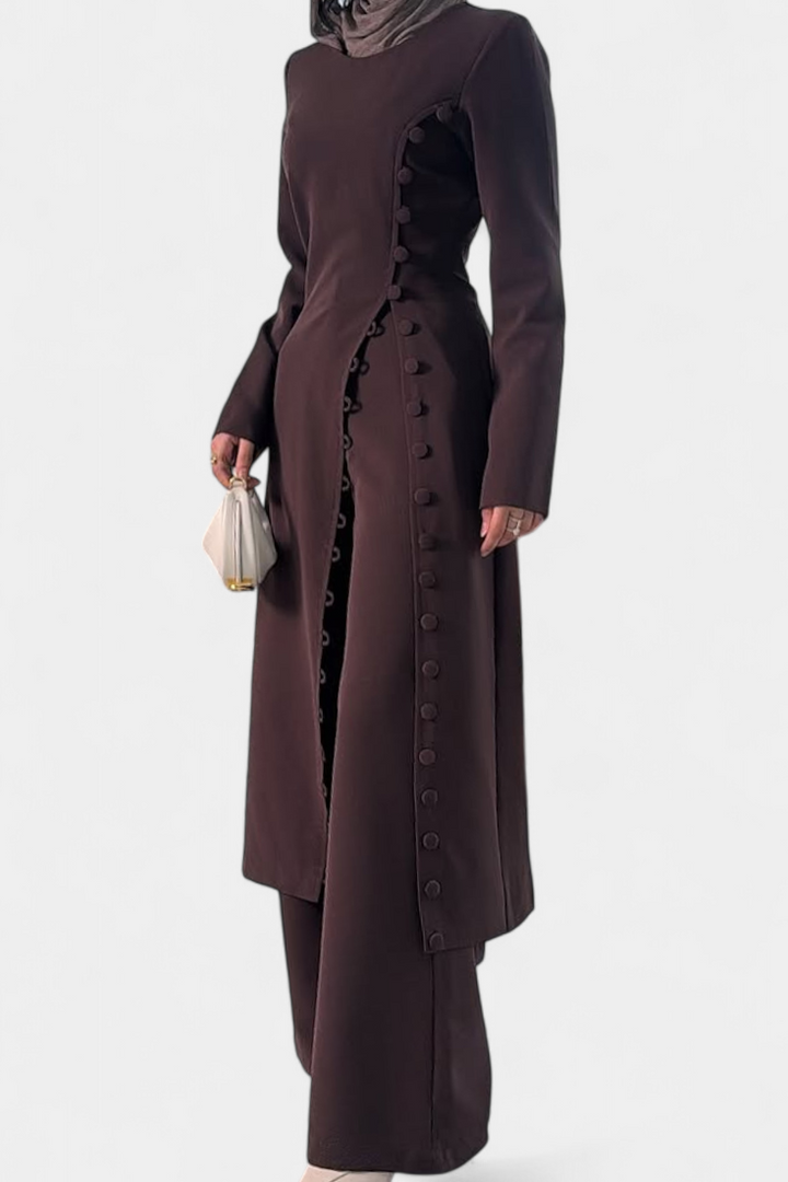Ensemble Décontracté Doux Melissa avec Blouse à Boutons et Pantalons Longs