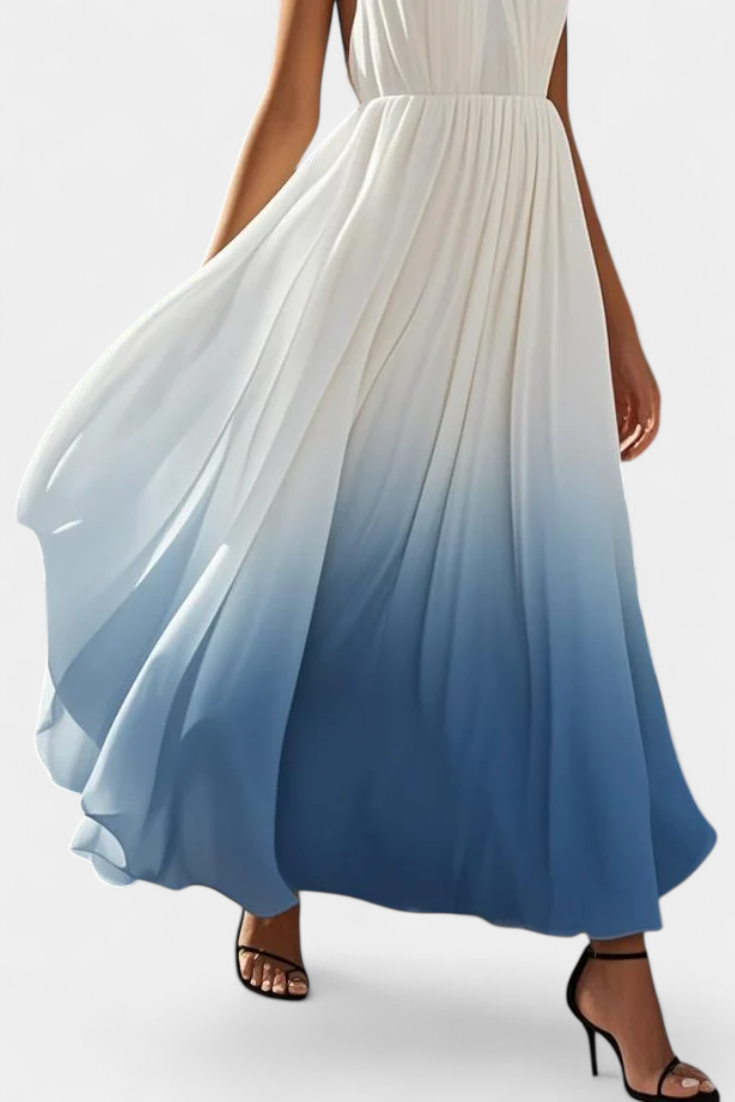 Robe Maxi Halter Plissée Starla avec Détails en Perles